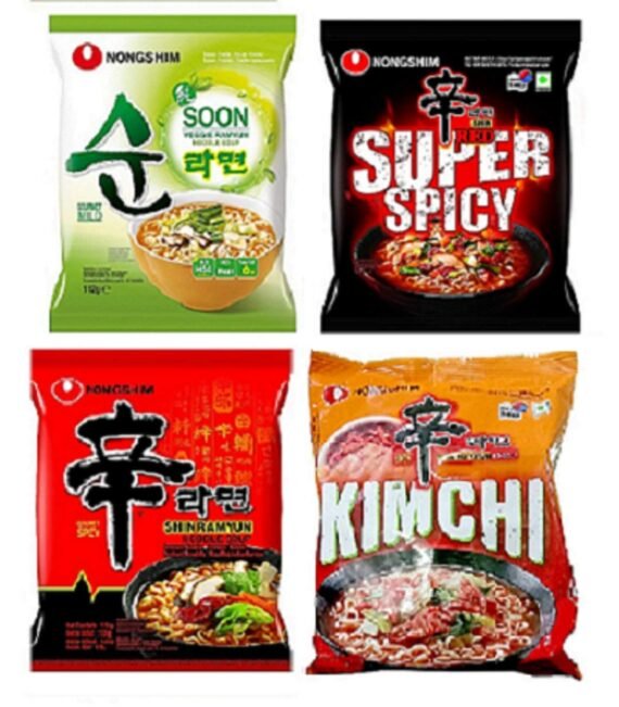 Nongshim Shin Ramyun, Red Super Spicy, Kimchi & Veggie Instant Noodles