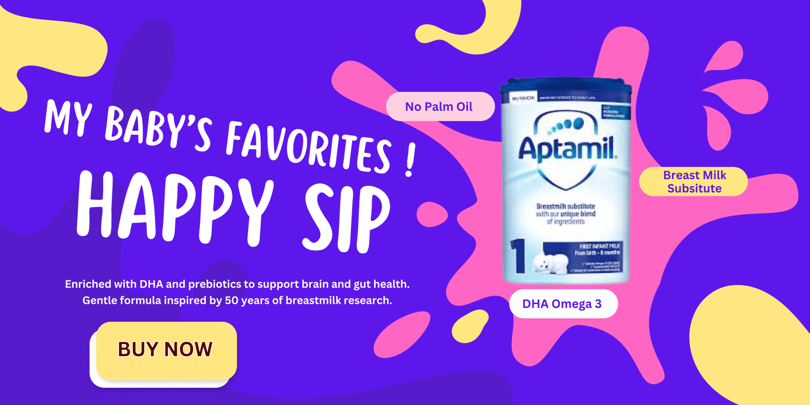 Aptamil Infant Formula Milk Powder for Babies – Stage 1 (Upto 6 Months) – with Prebiotics and DHA