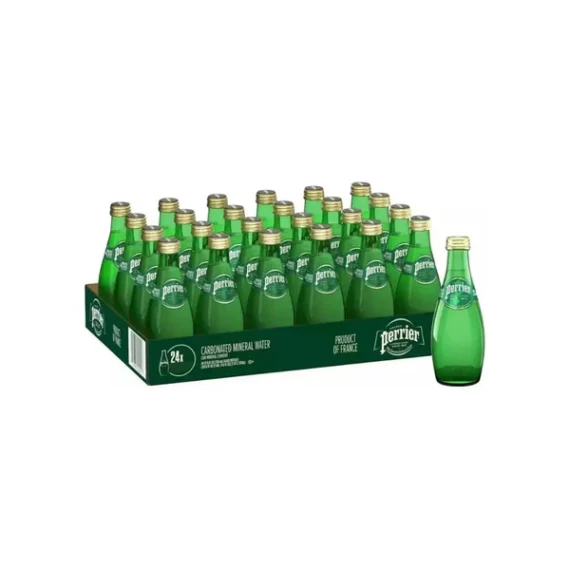"Perrier Sparkling Natural Mineral Water 330ml Bottles - Pack of 24 Imported from France"