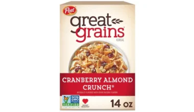 Post Great Grains Cranberry Almond Crunch Cereal. With wholesome crunch of almonds, cranberries' sweetness, and whole-grain flakes crammed into every serving,