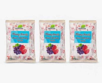 Haoliyuan Chewy Candy Grape & Raspberry Flavour 280g Pack of 3 – Soft & Fruity Chews 80 Pieces Pack of 1