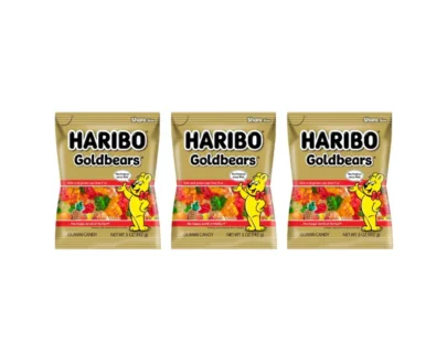 Soft fruit gummy bears Haribo Indulge in the world-famous Haribo Gold Bears, the classic gummy candy loved worldwide. This 160g pack of 3