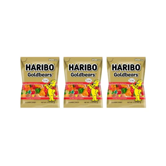 Soft fruit gummy bears Haribo Indulge in the world-famous Haribo Gold Bears, the classic gummy candy loved worldwide. This 160g pack of 3