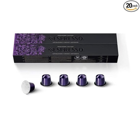 Nespresso Ispirazione Italiana Firenze Arpeggio Intenso Coffee Capsules (20 Pods) – Dark Roast Espresso