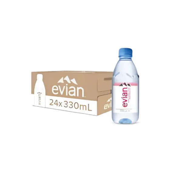 Evian Natural Mineral Water, 330ml (Pack of 24 Bottles) – Refreshing Hydration with Pure Natural Ingredients-Nottacia